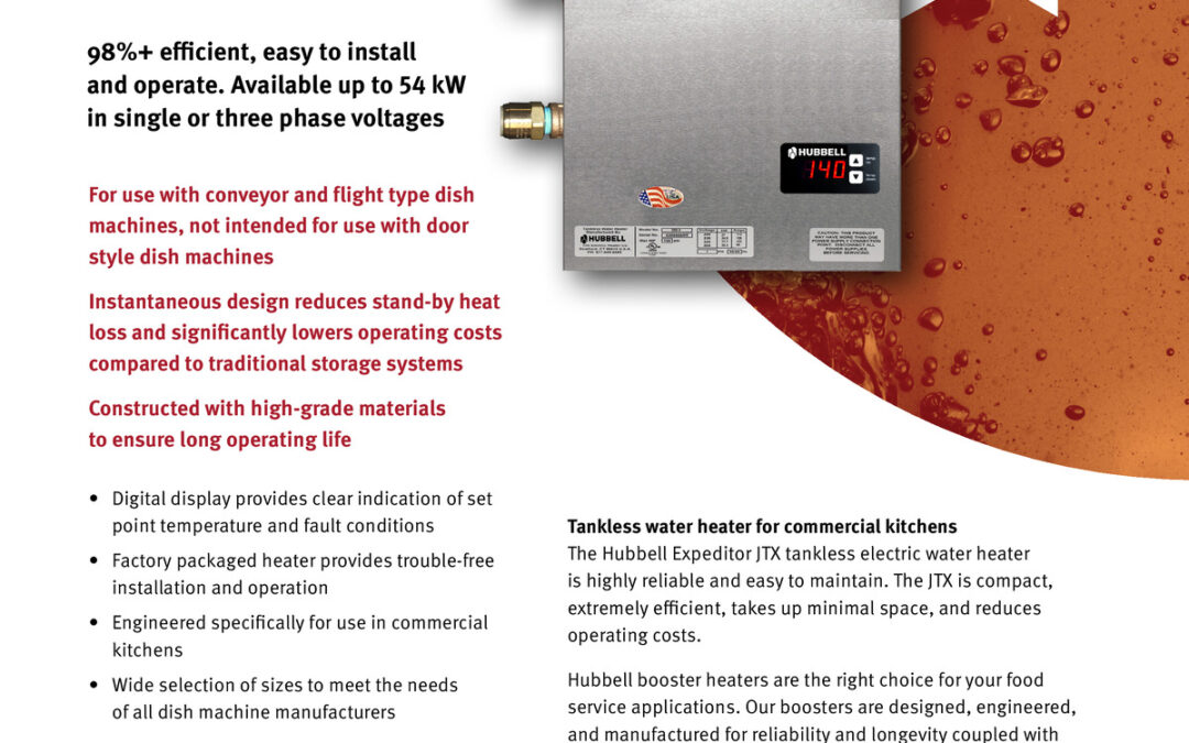 Hubbell Tankless Booster Heater JTX